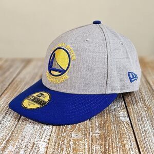Golden State Warriors New Era Hat Cap Low Crown Grey Blue Gold 59FIFTY 7 3/8 GSW